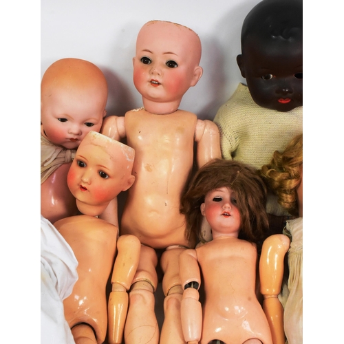 250 - Dolls - a collection of x9 vintage German bisque headed dolls to include; Armand Marseille, Heubach ... 