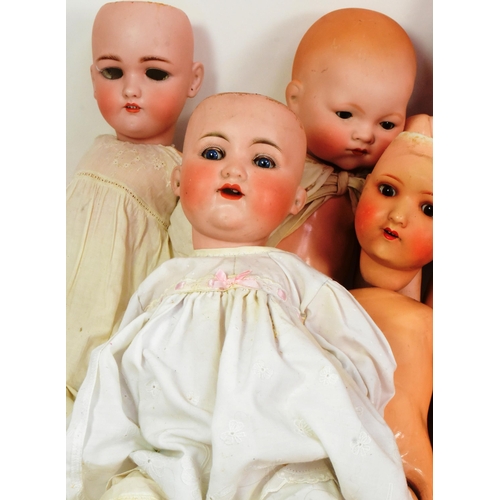 250 - Dolls - a collection of x9 vintage German bisque headed dolls to include; Armand Marseille, Heubach ... 