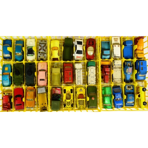 268 - Diecast - x2 original vintage 1970s Matchbox vinyl carry cases together with x6 trays of diecast com... 