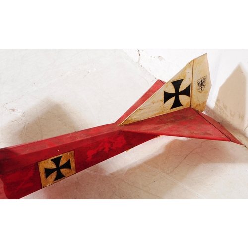 273 - Radio Controlled Plane - a vintage model RC plane fuselage and wings. Wooden construction, painted r... 