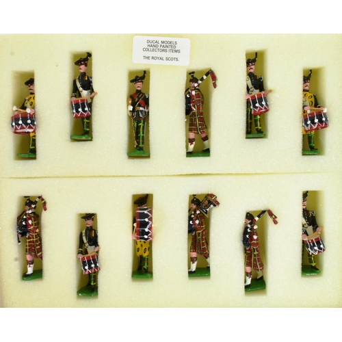 276 - Toy Soldiers - x4 Ducal made 54mm cast metal hand painted toy soldiers comprising; The Royal Scots, ... 