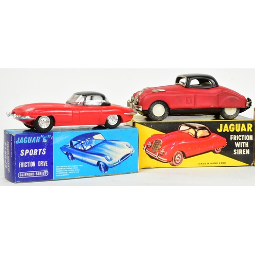 288 - A collection of x7 Empire Made / Honk Kong tinplate and plastic friction motor model cars. All model... 