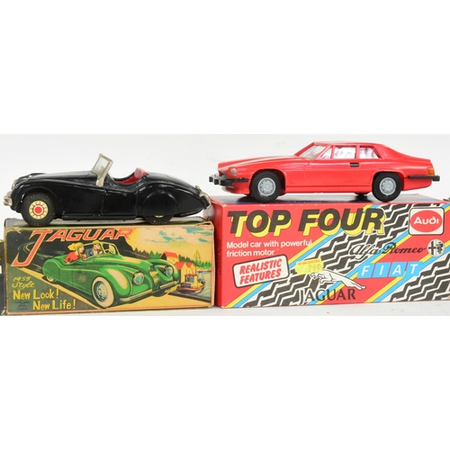 288 - A collection of x7 Empire Made / Honk Kong tinplate and plastic friction motor model cars. All model... 