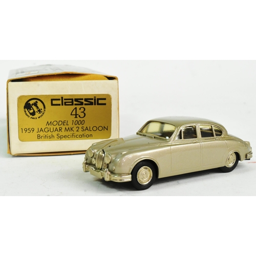 308 - Diecast - x2 diecast model Jaguar cars comprising Grand Prix Models ' Classic 34 ' 1/43 scale 1959 J... 