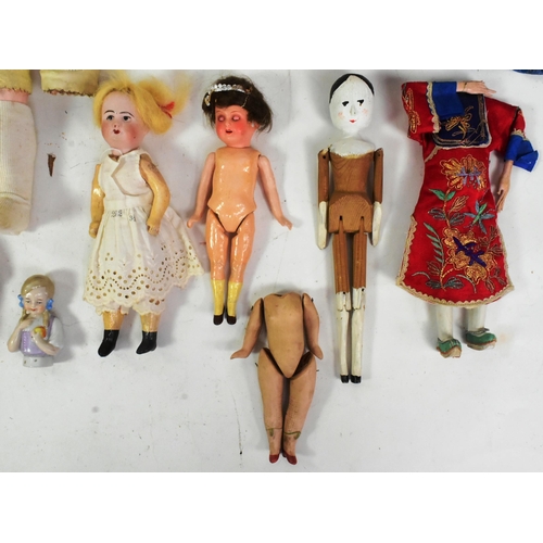 330 - Dolls - a collection of assorted German and French bisque headed dolls, parts / spares repairs to in... 