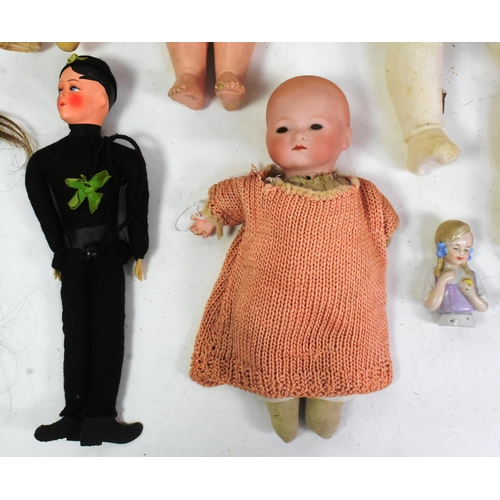 330 - Dolls - a collection of assorted German and French bisque headed dolls, parts / spares repairs to in... 