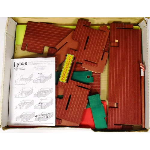 333 - JoyToys - x2 vintage 1970s JoyToys made multi-part wooden slot together model forts comprising Fort ... 