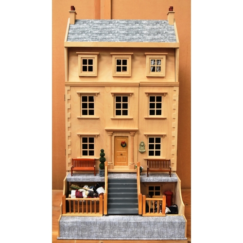 335 - Dolls House - a hand made scratch built wooden dolls house. Four storeys plus attic and a huge quant... 