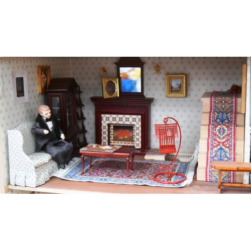 335 - Dolls House - a hand made scratch built wooden dolls house. Four storeys plus attic and a huge quant... 