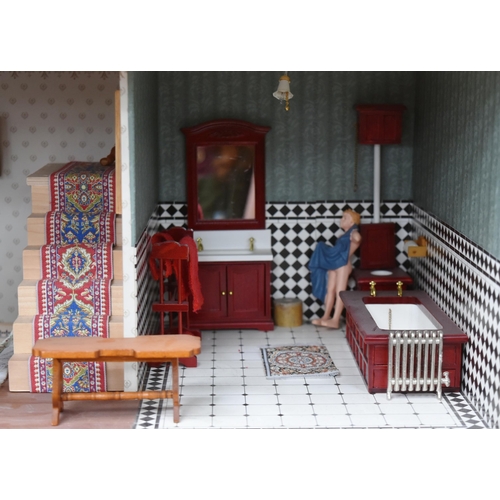 335 - Dolls House - a hand made scratch built wooden dolls house. Four storeys plus attic and a huge quant... 