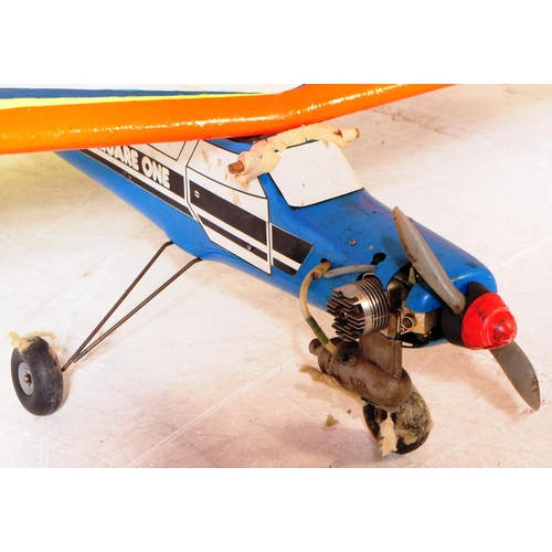 339 - Radio Controlled Plane - a vintage model RC plane fuselage and wings. Fitted with front engine, prop... 