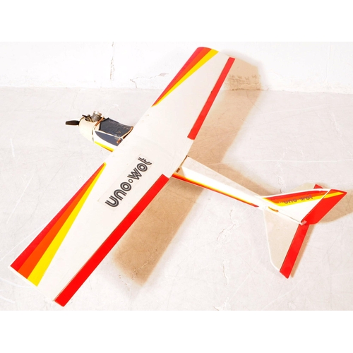 341 - Radio Controlled Plane - a vintage model RC plane fuselage and wings. Wooden construction, fitted wi... 