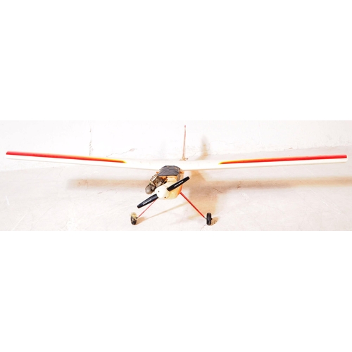 341 - Radio Controlled Plane - a vintage model RC plane fuselage and wings. Wooden construction, fitted wi... 