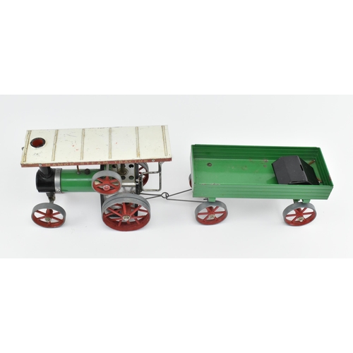 350 - Mamod - a vintage Mamod Steam Tractor model TEA1 together with an open wagon trailer and burner tray... 