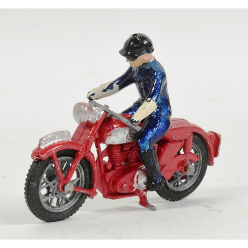 397 - Diecast - a vintage 1950s Benbros made diecast model motorcycle Police Patrol with detachable driver... 