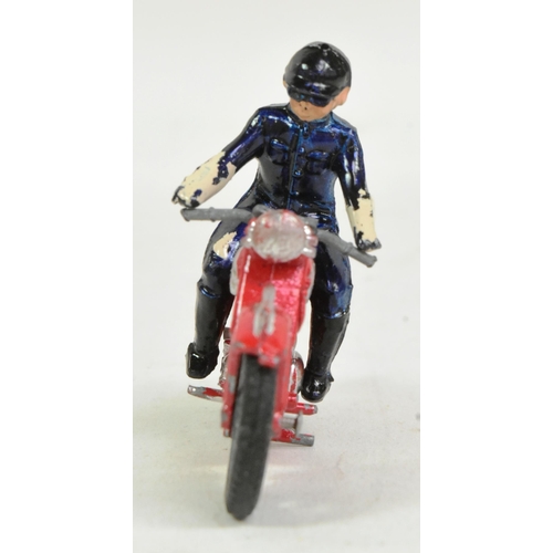 397 - Diecast - a vintage 1950s Benbros made diecast model motorcycle Police Patrol with detachable driver... 