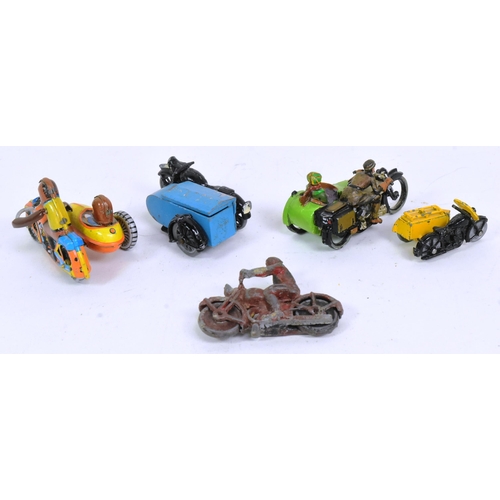 399 - Diecast - a collection of vintage motorcycle models to include a believed 1950s Benbros RAC motorcyc... 