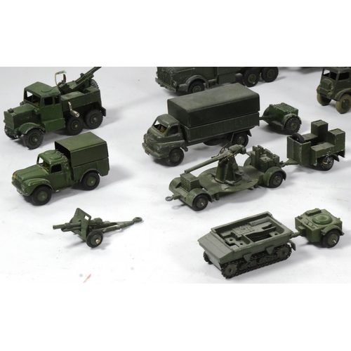 45 - Diecast - a collection of vintage Dinky Toys diecast of Military interest to include; Tank Transport... 