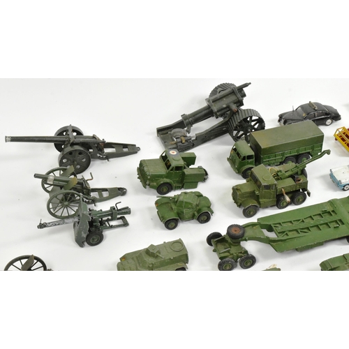 46 - Diecast - a collection of assorted military vehicles and cars, mostly Dinky and Corgi. To include: a... 