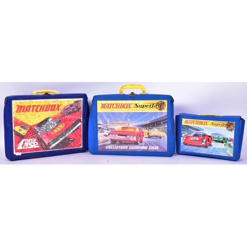 48 - Diecast - Three vintage Lesney Matchbox vinyl carry cases, two of which include a collection of Matc... 