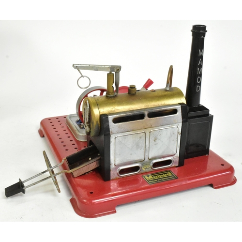 67 - An original vintage Mamod made Live Steam plant set ' SP4 ' with funnel and burner. Red base, with f... 