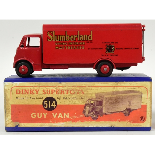 73 - Diecast - x2 vintage Dinky Toys diecast Guy Van 514 models with advertising decals comprising Slumbe... 