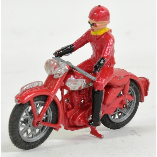 8 - Diecast - a vintage 1950s Benbros made diecast model motorcycle rally rider with detachable driver a... 