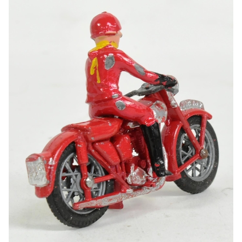 8 - Diecast - a vintage 1950s Benbros made diecast model motorcycle rally rider with detachable driver a... 