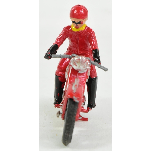 8 - Diecast - a vintage 1950s Benbros made diecast model motorcycle rally rider with detachable driver a... 