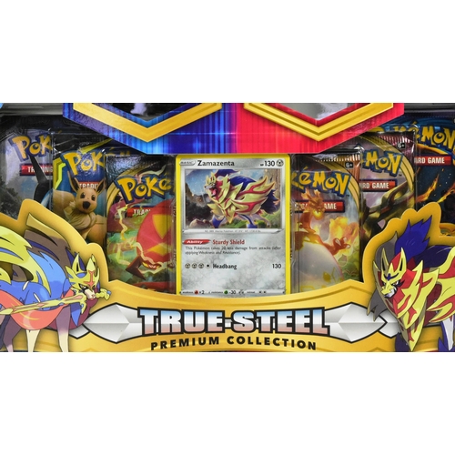 413 - Pokemon - an original Pokemon TCG True Steel Premium Collection booster set containing Zamazenta fig... 