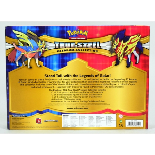 413 - Pokemon - an original Pokemon TCG True Steel Premium Collection booster set containing Zamazenta fig... 