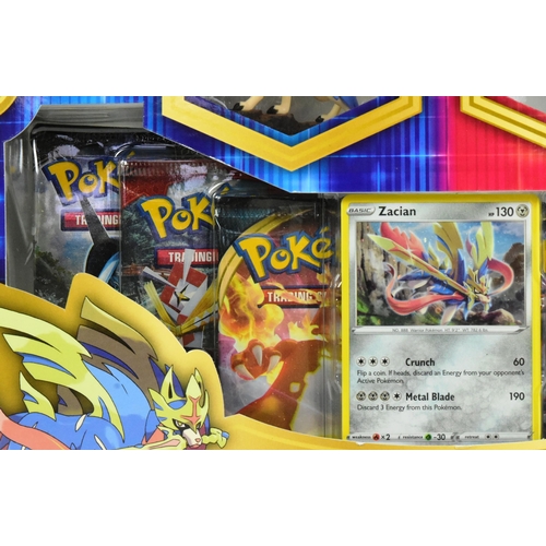 434 - Pokemon - an original Pokemon TCG True Steel Premium Collection booster set containing Zacian figure... 