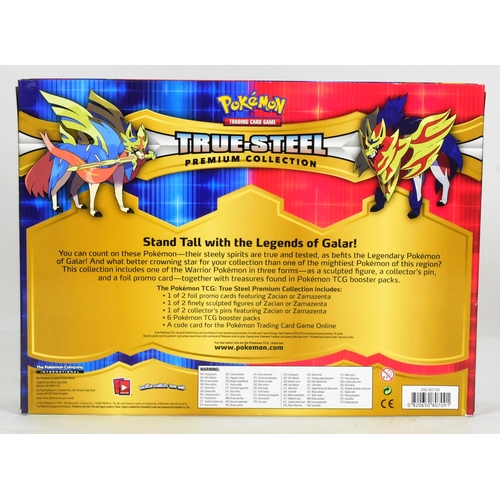 434 - Pokemon - an original Pokemon TCG True Steel Premium Collection booster set containing Zacian figure... 