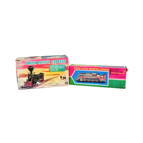 443 - Tinplate Toys - x2 vintage Japanese tinplate battery operated locomotives comprising Union Pacific E... 