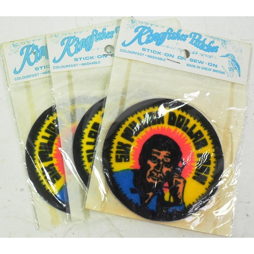 467 - The Six Million Dollar Man - collection of vintage x5 vintage Kingfisher stick on / sew on patches t... 