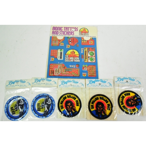 467 - The Six Million Dollar Man - collection of vintage x5 vintage Kingfisher stick on / sew on patches t... 