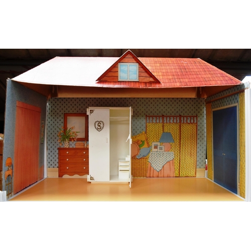 511 - Sindy - a vintage Pedigree made 3 storey slot together Sindy House with furniture. Six rooms in tota... 