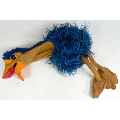 519 - Puppets - x2 vintage British television show arm puppets comprising Rod Hulls Emu and Spit The Punk ... 