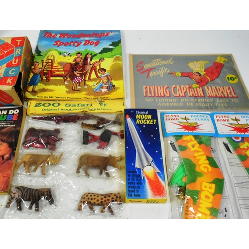 527 - A collection of vintage childrens toys and games to include; Cherilea horse drawn US Mail stagecoach... 