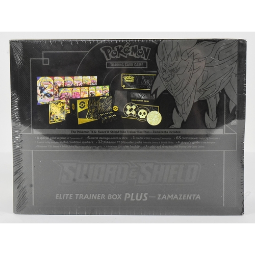 559 - Pokemon - a factory sealed Pokemon TCG Sword & Shield ETB Elite Trainer Box Plus Zamazenta containin... 