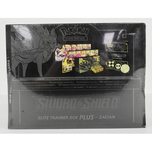 568 - Pokemon - a factory sealed Pokemon TCG Sword & Shield ETB Elite Trainer Box Plus Zacian containing x... 