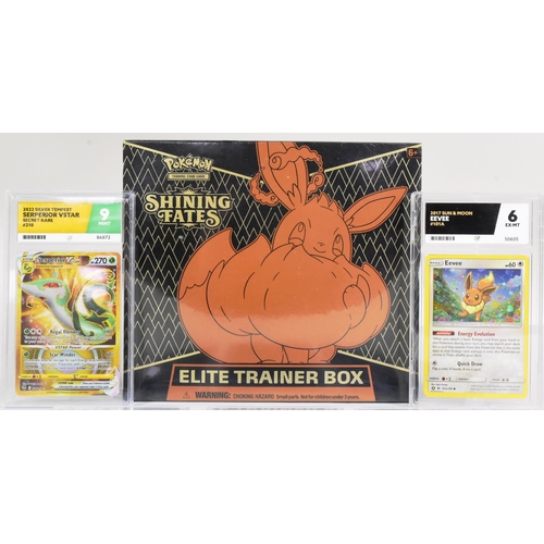 573 - Pokemon - a factory sealed Pokemon TCG Shining Fates ETB Elite Trainer Box together with x5 Ace Grad... 