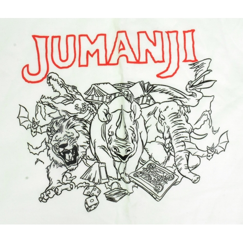 639 - Jumanji - x4 vintage 1990s (1995) TriStar Pictures bubble watches together with x2 promotional t-shi... 