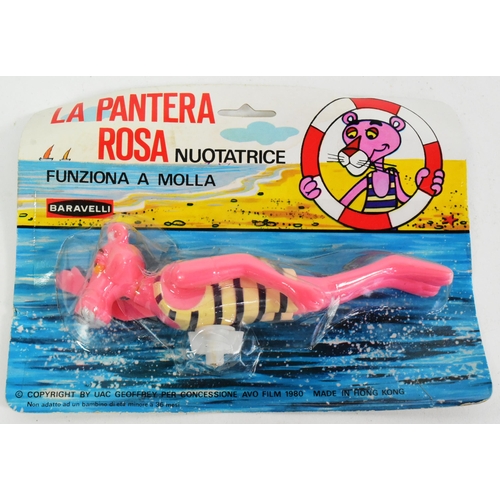 641 - The Pink Panther - x2 vintage 1980s French made Pink Panther toys comprising a rack pack wind up Pin... 