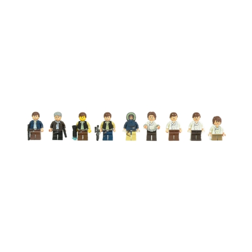 661 - Lego - a collection of x9 Lego Star Wars Han Solo minifigures to include Han from the 10123 Cloud Ci... 