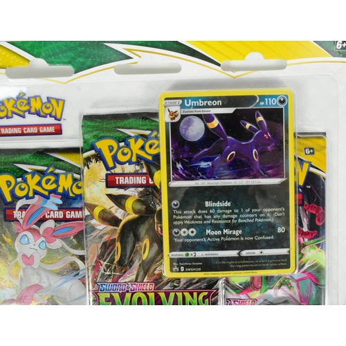 723 - Pokemon - a factory sealed Pokemon TCG Sword & Shield Evolving Skies booster pack containing x3 pack... 