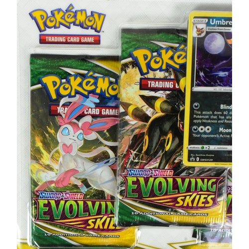 723 - Pokemon - a factory sealed Pokemon TCG Sword & Shield Evolving Skies booster pack containing x3 pack... 