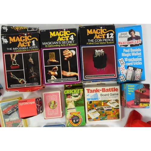 727 - Retro Toys - a selection of vintage c1970s toys and playsets to include several sets of Top Trumps c... 