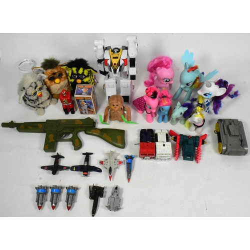 744 - Retro Toys - a collection of assorted vintage playset toys and action figures to include; My Little ... 