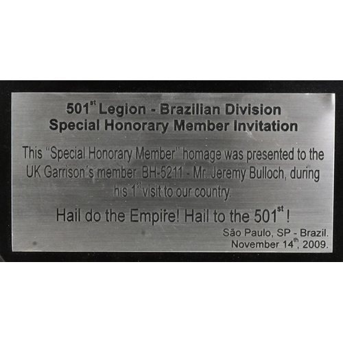 778 - Estate of Jeremy Bulloch - Star Wars 501st Legion - a presentation plaque 'This Special Honorary Mem... 